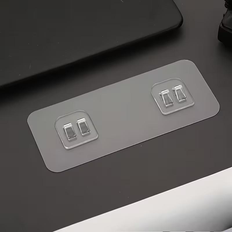 10Pcs Self-adhesive Bathroom Hooks Transparent Double Clamp Hooks For Storing Bathtub Storage Baskets Shower Accessories