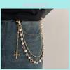 Pearl Cross Mens Hip Hop Metal Waist Chain With Lobster Clasp For Men Women
