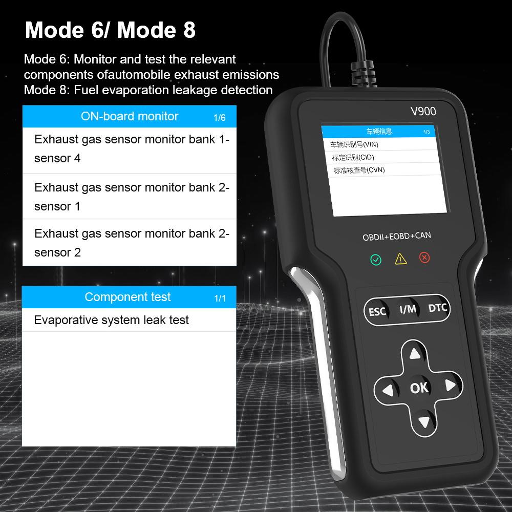 Motorprüfsystem V900 Autodiagnosewerkzeug Auto OBD2 Code-Leser Code löschen/entfernen OBD II EOBD Scanner Batterietester Fehlercode löschen