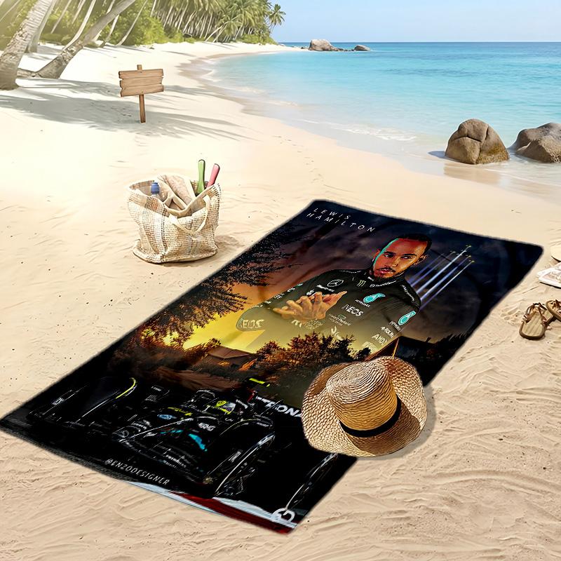 Asciugamano da Spiaggia Stampa Lewis Hamilton Morbido Portatile Asciugatura Rapida?Asciugamano Asciutto Per Piscina Vacanza Estiva Sport all'Aperto