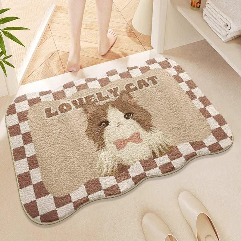 Cartoon Carpet, Bathroom Door Mat, Bathroom Absorbent Door Mat, Imitation Cashmere Quick Drying Anti Slip Foot Mat