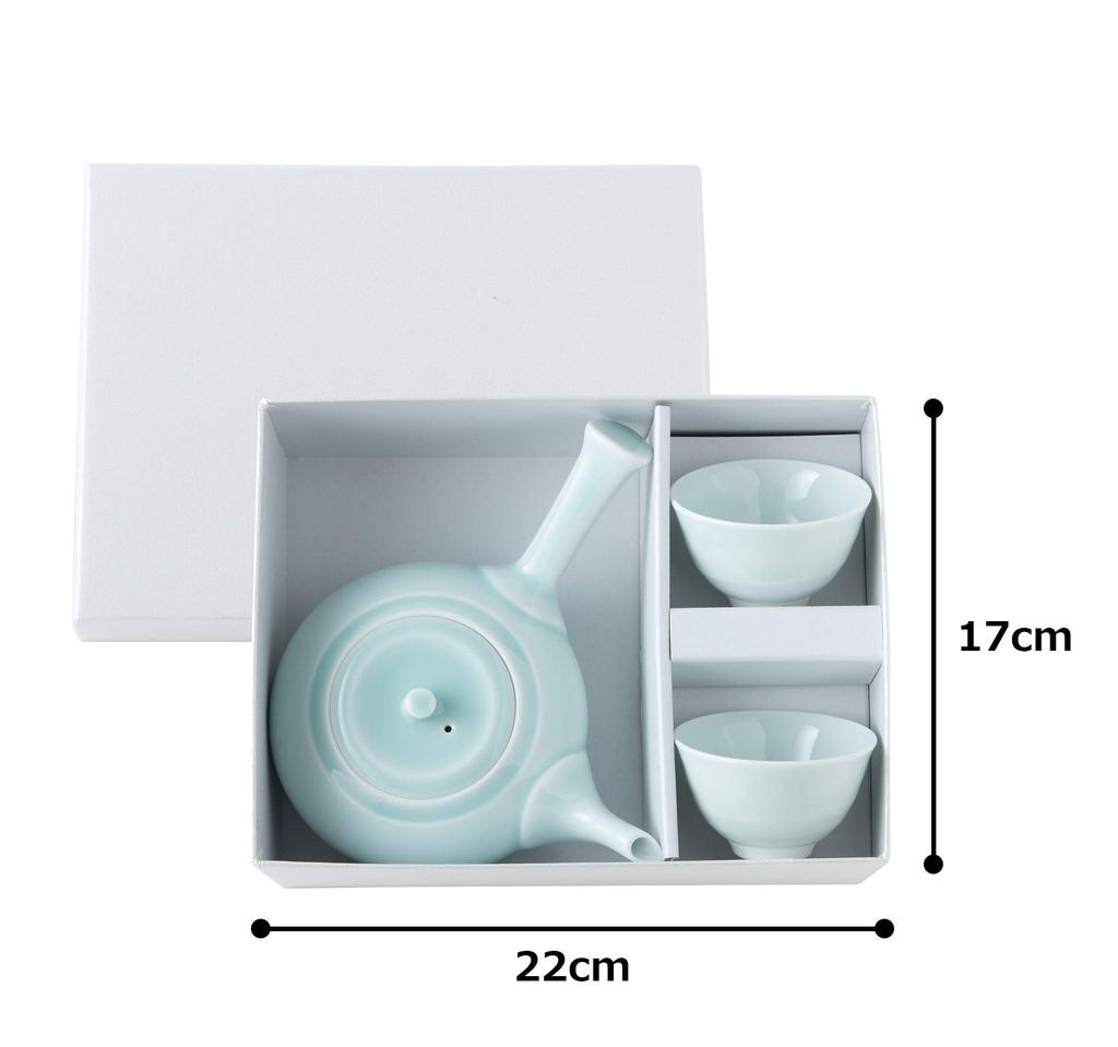 Hasami Ware Celadon Teapot and Teacup Set (gift Box) 11439