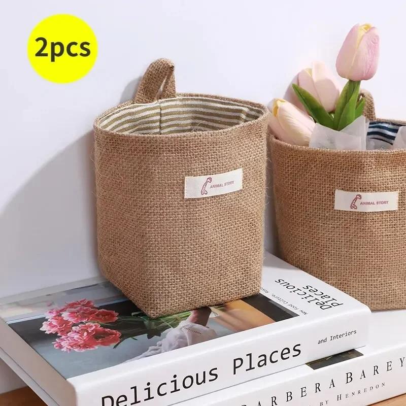 Cotton And Linen Fabric Storage Bag Wall Hanging Storage Bag Hanging Pocket Behind The Door Dormitory Mini Cloth Bag Random Colo