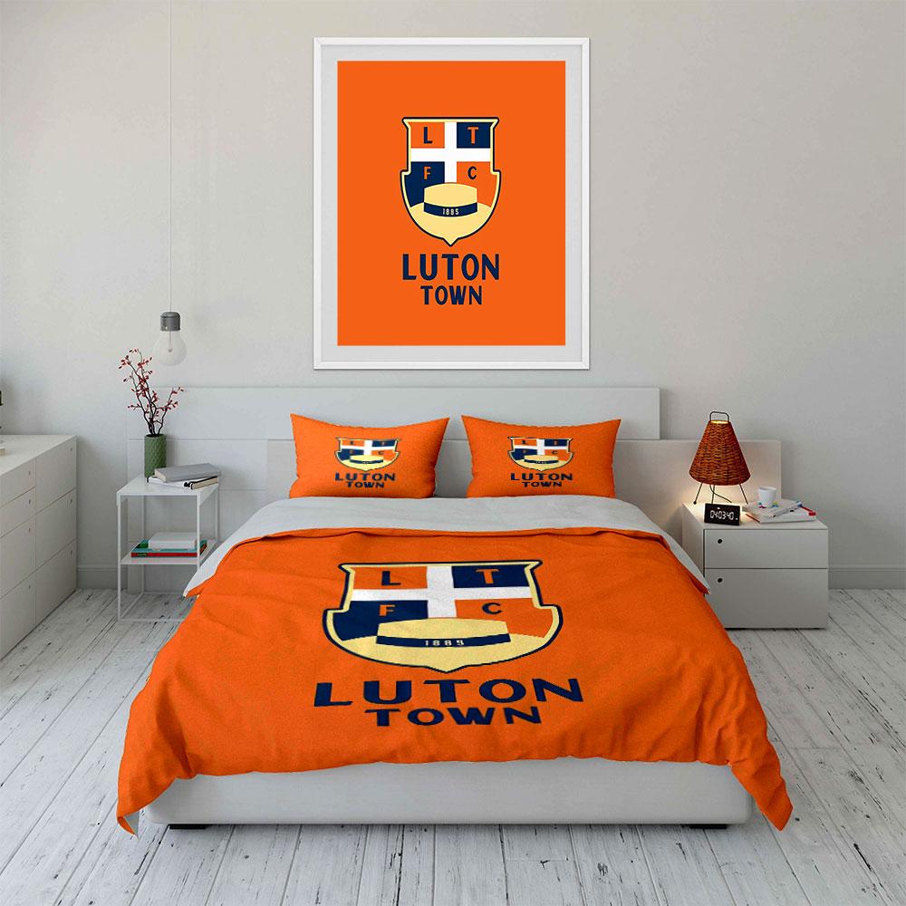Luton Town FC Wappen Design Bettwäsche Bettbezug Set Bettbezug Kissenbezüge (1*Bettbezug 2*Kissenbezüge, ohne Bettdecke)
