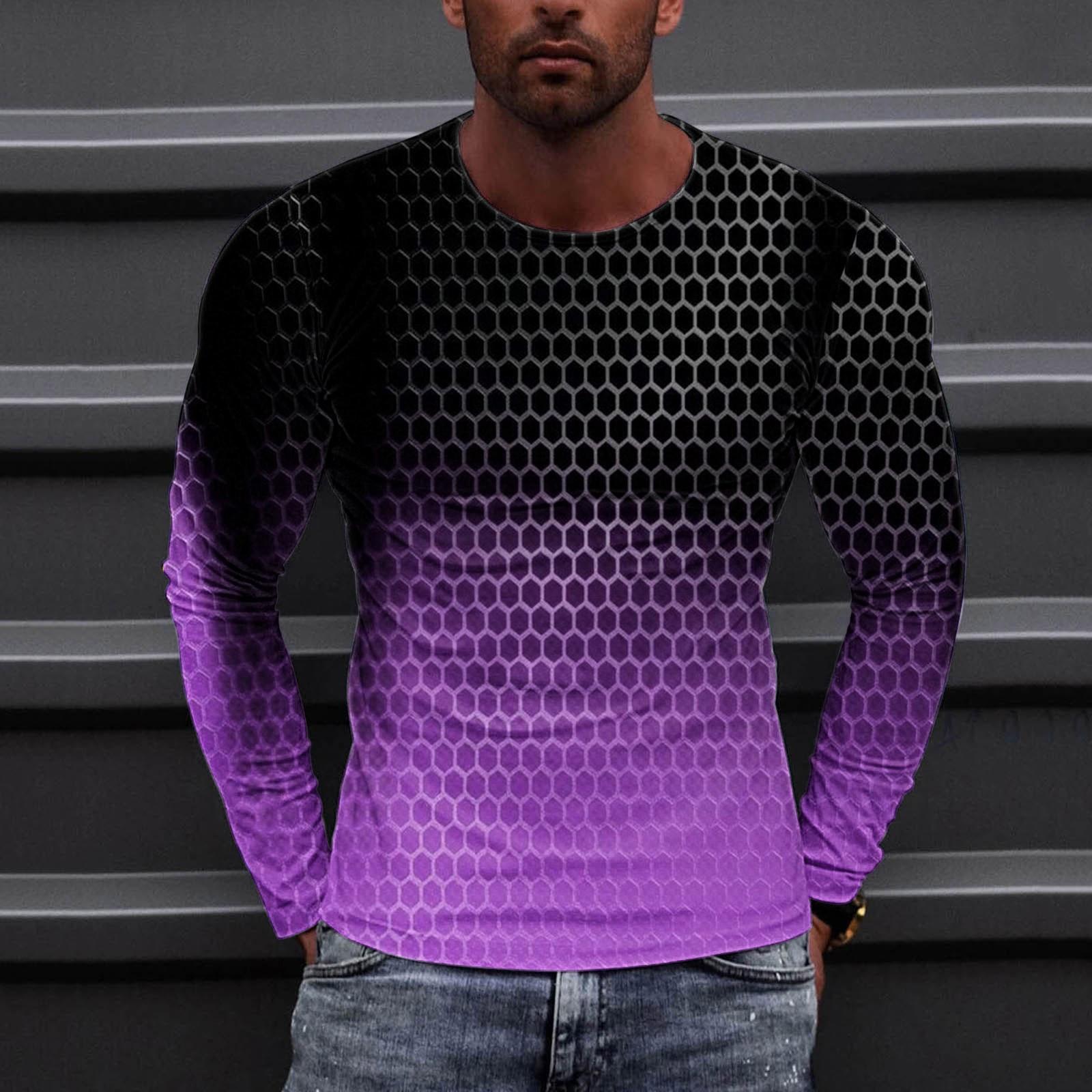 

Муж. Футболка Круглый вырез Одежда Одежда На открытом воздухе Длинный рукав С принтом Модельер Винтаж M фиолетовый