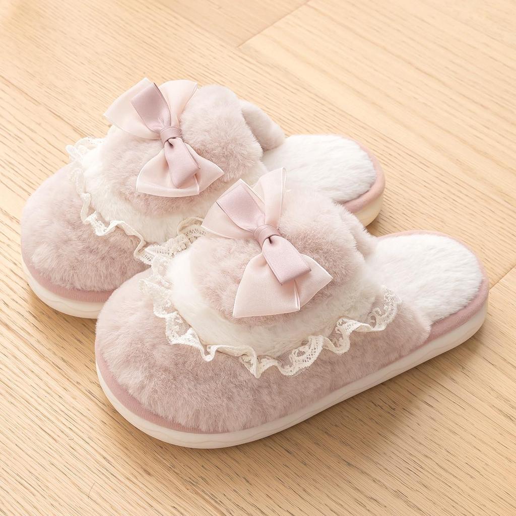 Women's Plush Cotton Slippers - Autumn/Winter 2024 Non-slip, Warm, Poop-Feeling Indoor House Shoes