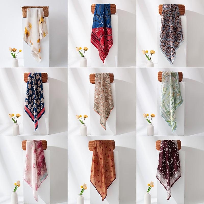 Maple Leaf Reflection Silk Scarf Elegant Square Women