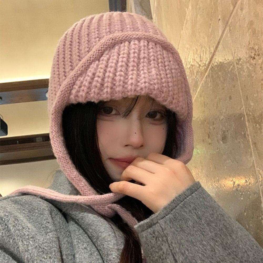 Korean Style Knitted Woolen Hat Ear Protection Woolen Crochet Cap Beanie Hat  Apparel Accessories