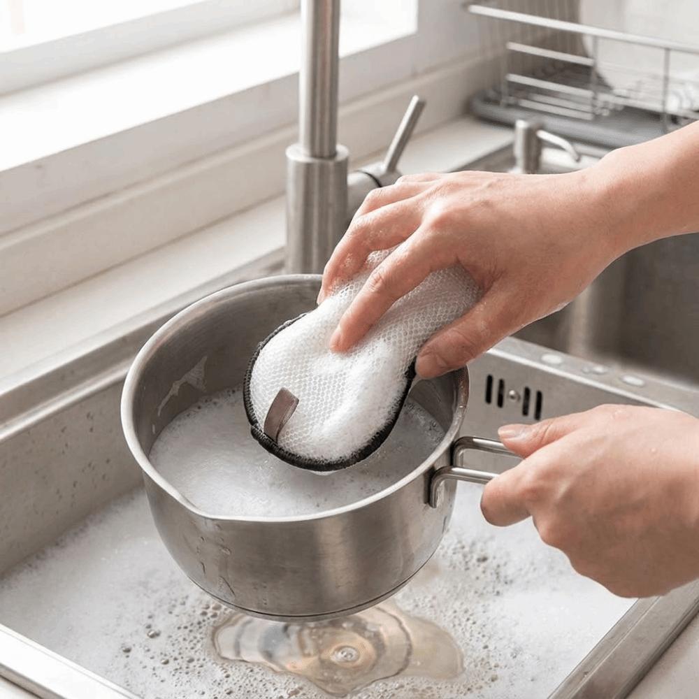 3/6PCS Microfiber Double-Sided Dishcloth Thickened Cleaning Sponges Reusable Pot Scrubber  Camping