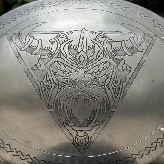 Aluminium Bearded Viking Warrior Shield  Nordic Mythology Wall Art