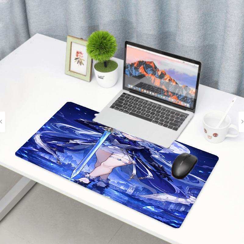 Genshin Impact Print Mouse Pad, Anti‑Slip Desktop keyboard Mat, for PC Laptop Gaming Working Daily Use, Cool Festival Surprise Gift