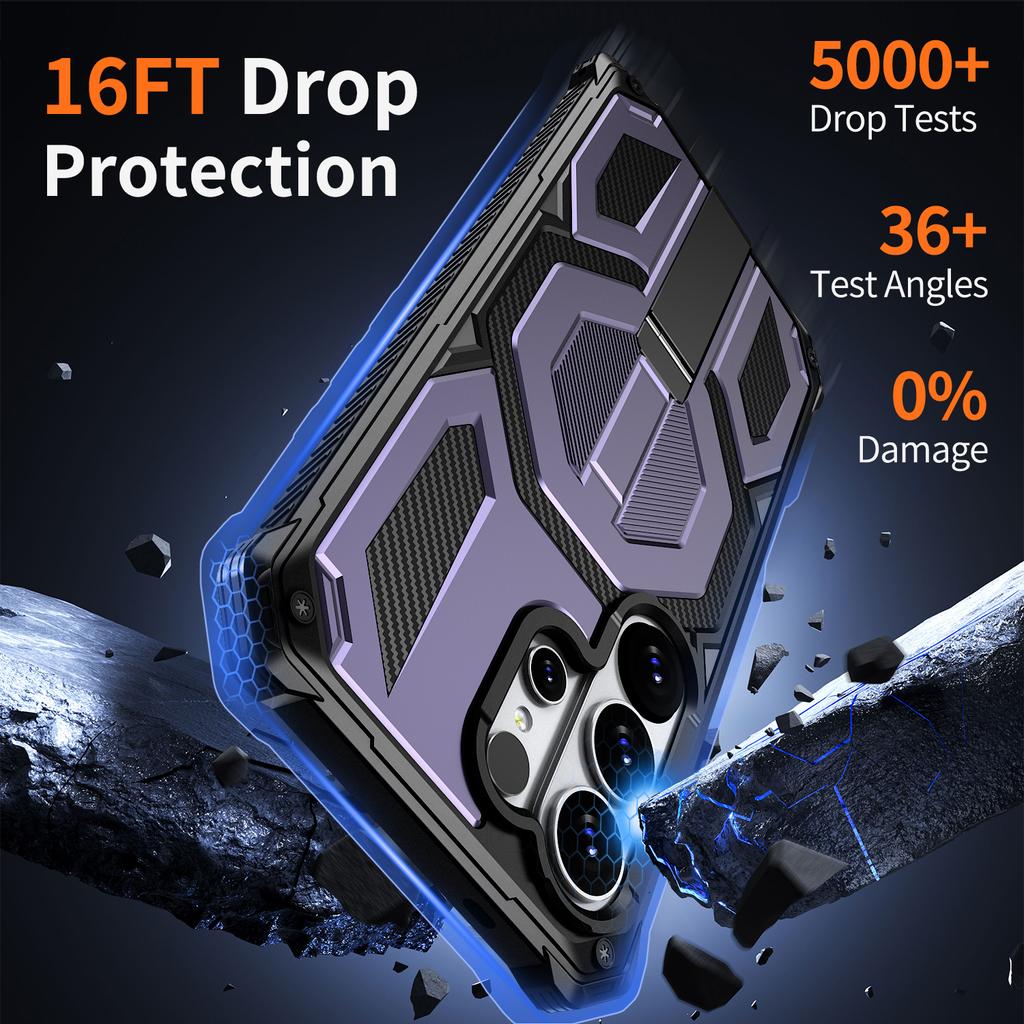 Military-grade Folding Stand Shockproof Case for Samsung Galaxy S25 S24 FE S26 Ultra Plus Magsafe Magnetic Sport Anti-drop Cover