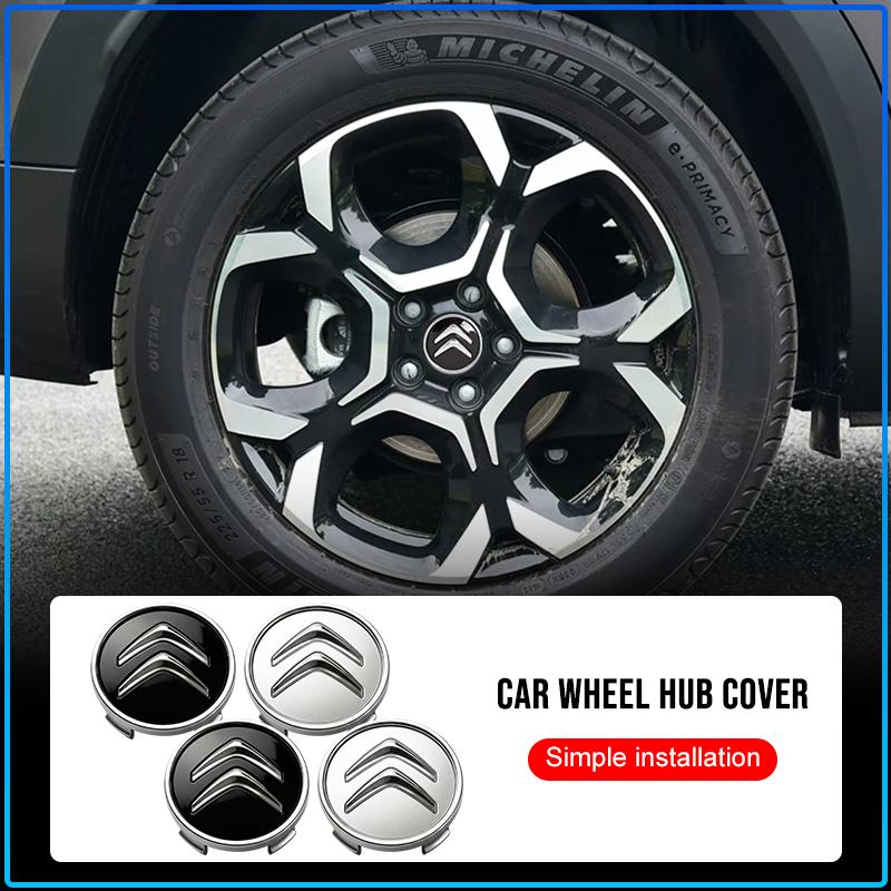 4Pcs 60MM Anti-Rust Rim Emblem Decals Scratch-Proof Car Wheel Center Cover For Citroen C1 C2 C3 C4 C5 C6 C8 C4L DS3 DS4 DS5LS DS6 Accessories