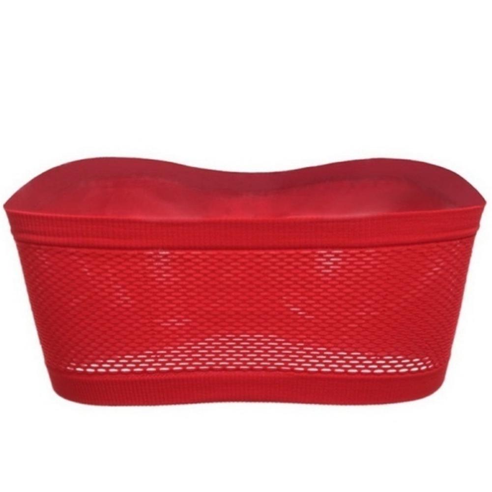 Fashion Womenswear Women Pure Colour Ventilation Strapless Seamless Push Up Tube Top Bra Underwear