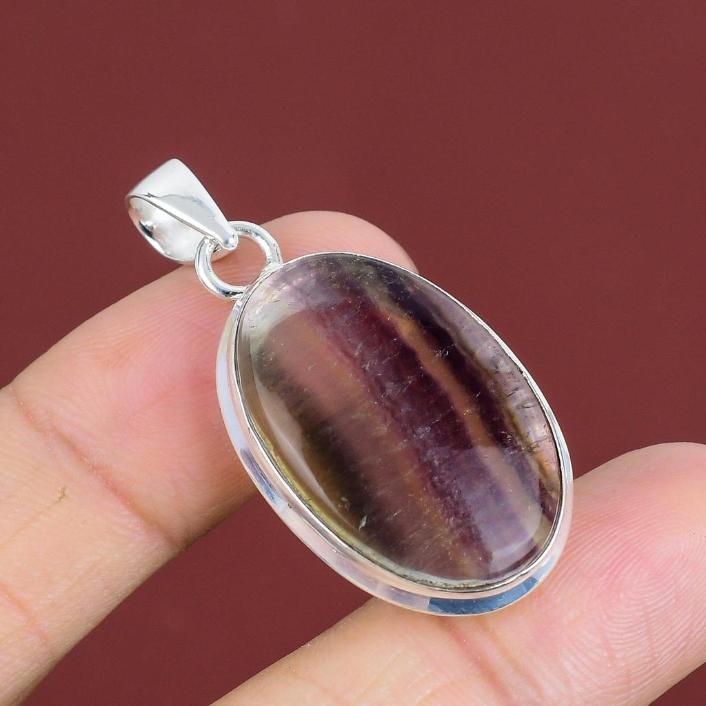 Multi Fluorite Pendant Gemstone Jewelry Elegant Pendant 925 Sterling Silver Pendant Unique Multi Fluorite Jewelry Handmade Pendant For Gifts