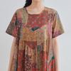 DIMANAF 2025 Women Plus Size Summer Dress Casual Floral Dress Basic Vintage Loose Long Dress Maxi
