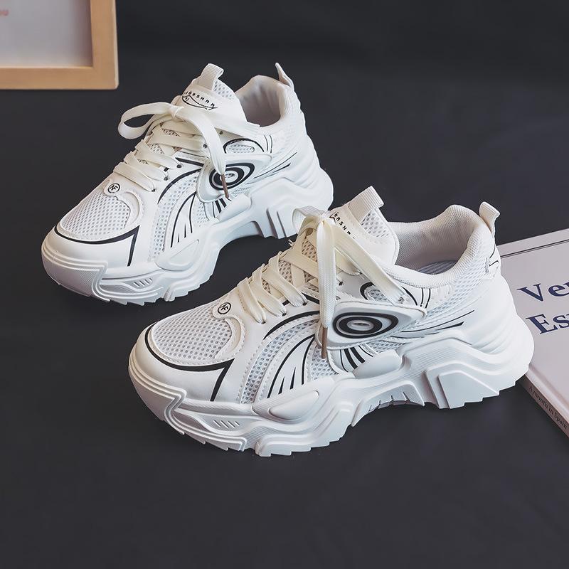 

Осень-весна, новые кроссовки в гонконгском стиле для пап, женские модные кроссовки с толстой подошвой, дышащие, подходящие друг другу, сетчатые, повседневные кроссовки 35 бежевый