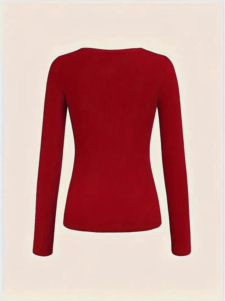 European Slim V-neck Chain Long Sleeve Women's Top - 2025 Collection