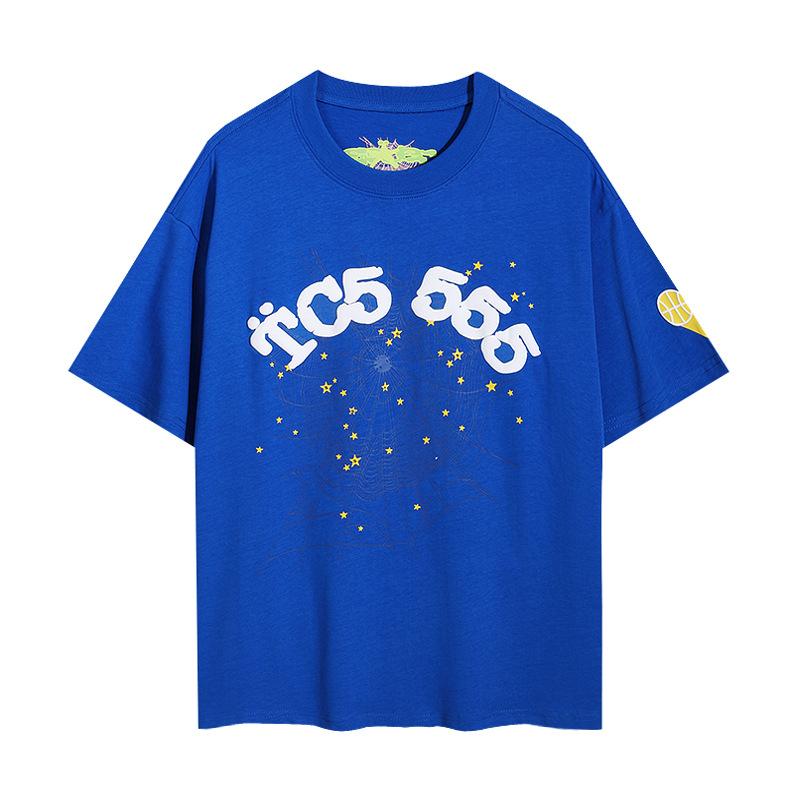Sp5der hip hop singer Young Thug same foam letter 555555 couple T-shirt Pink short sleeve tee