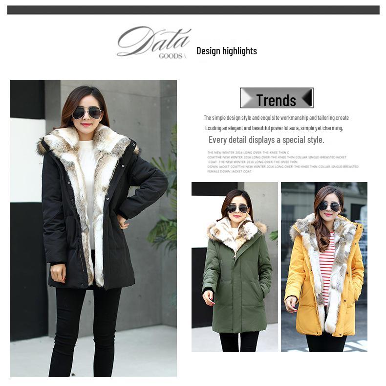 Mittellange Daunenjacke für Damen mit Pelzkragen - Winterkollektion