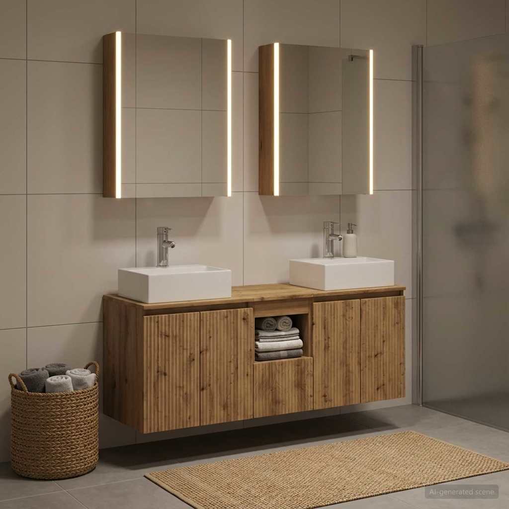 Bathroom Cabinet Set 5 pcs Artisan Oak Wood Based Material