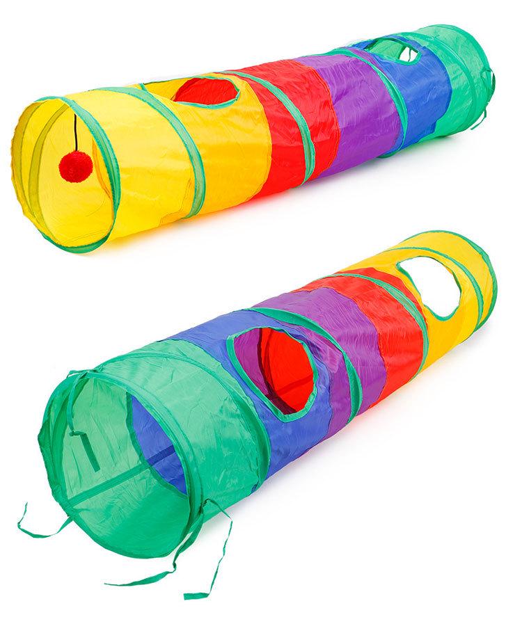 Three-Channel Rainbow Cat Tunnel: Foldable, Fun, and Durable Crawling Tube