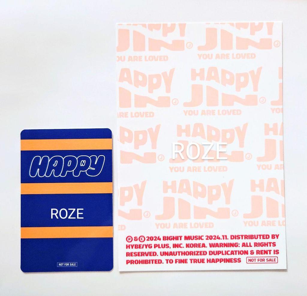 [USED] BTS JIN Album Happy Universal Lucky Drop Bonus Trading Cards (5 Cards)