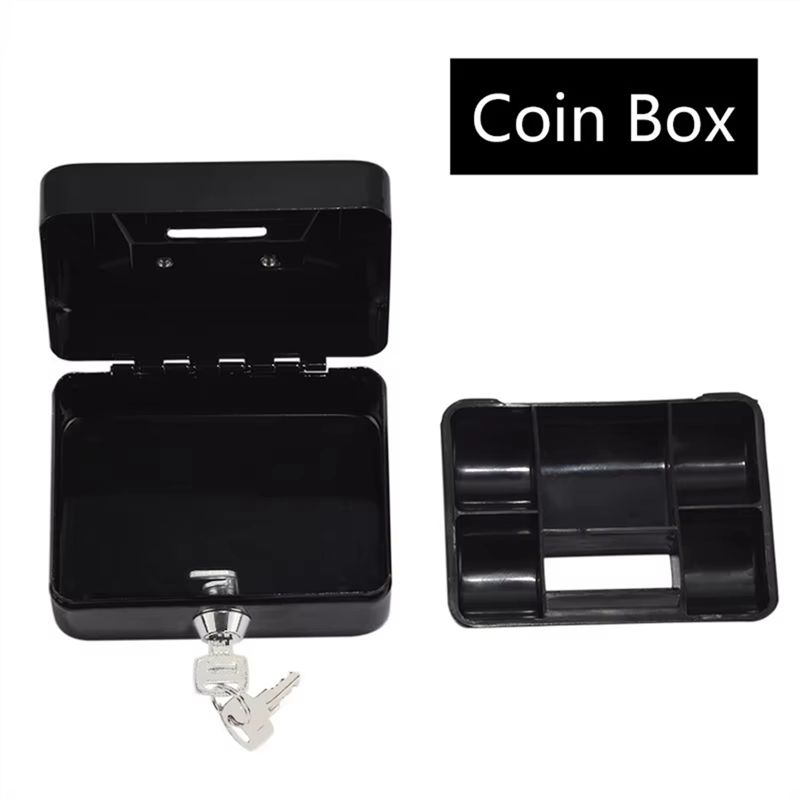 ABIY Mini Safe Cash Box Lock Box Metal Security Box With Key Sturdy For Coin Bank Money Bank Portable For Coin Collection