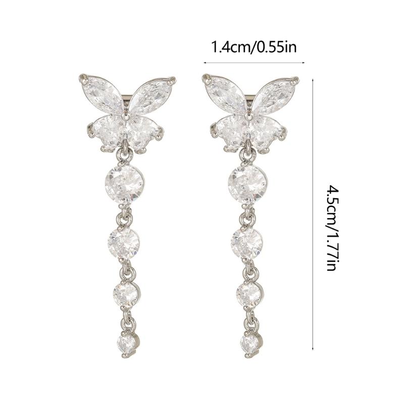 Butterfly Crystal Chain Design Ear Clip Accessory For Freeclip 1 2 Featuring Shining Zircons And Comfort Fit
