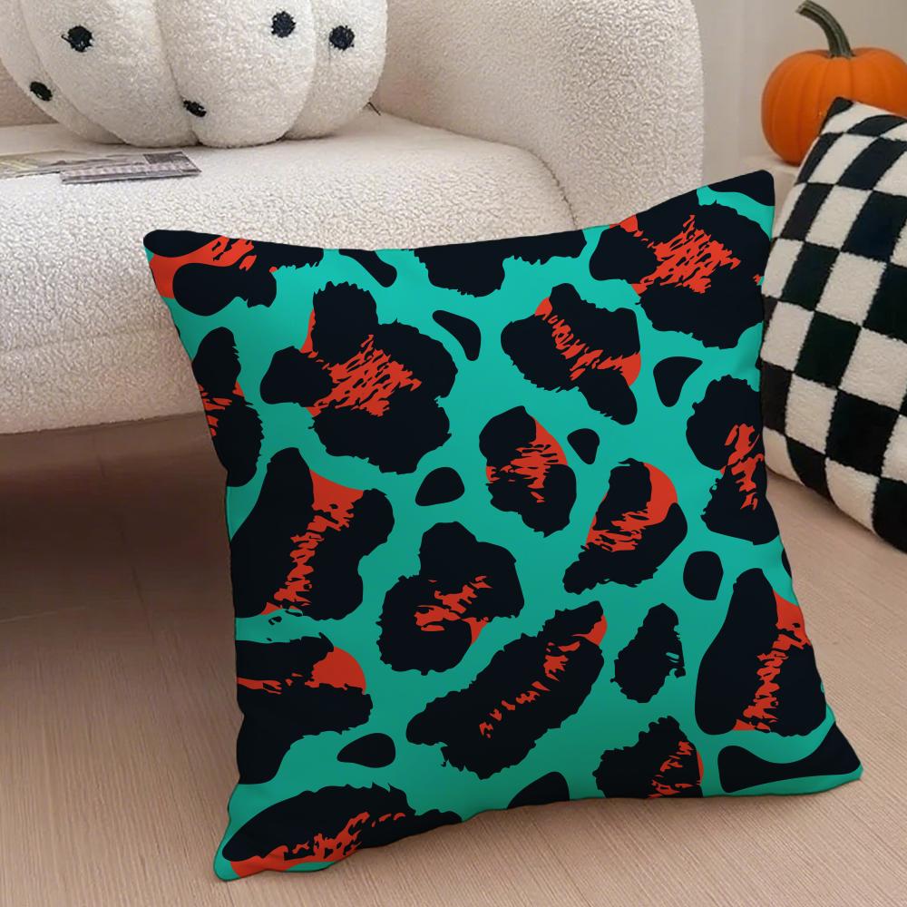 Trendy Fashion Art Leopard Print Texture Cushion Cover Throw Pillow Cover Hidden Button Durable Polyester Chair Cushion