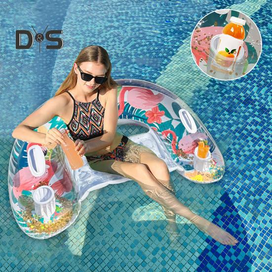 Inflatable Pool Float for Adults PVC Pool Floating Lounge Chair with Cup Holder Summer Beach Pool Lounger for Party Water Fun