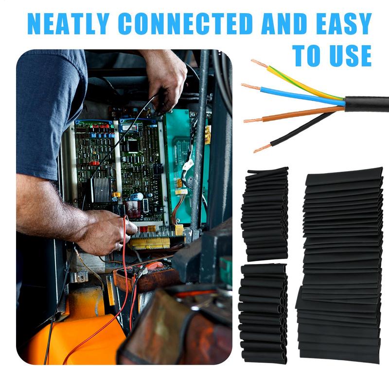 127pcs Heat shrink Tubing Thermoresistant Tube 2:1 Wrapping Kit Electrical Connection Wire Cable Insulation Sleeves