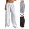Elastic High Waist Wide Leg Pants Women Long Casual Trousers Solid Color Loose Fit Daily Wear Hip Hop Style