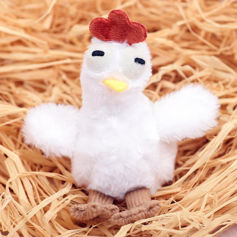 Ugly Cute Clucking Chicken Plush Keychain Funny Laying Hen Doll Bag Pendant Creative Gift For Girls 12cm