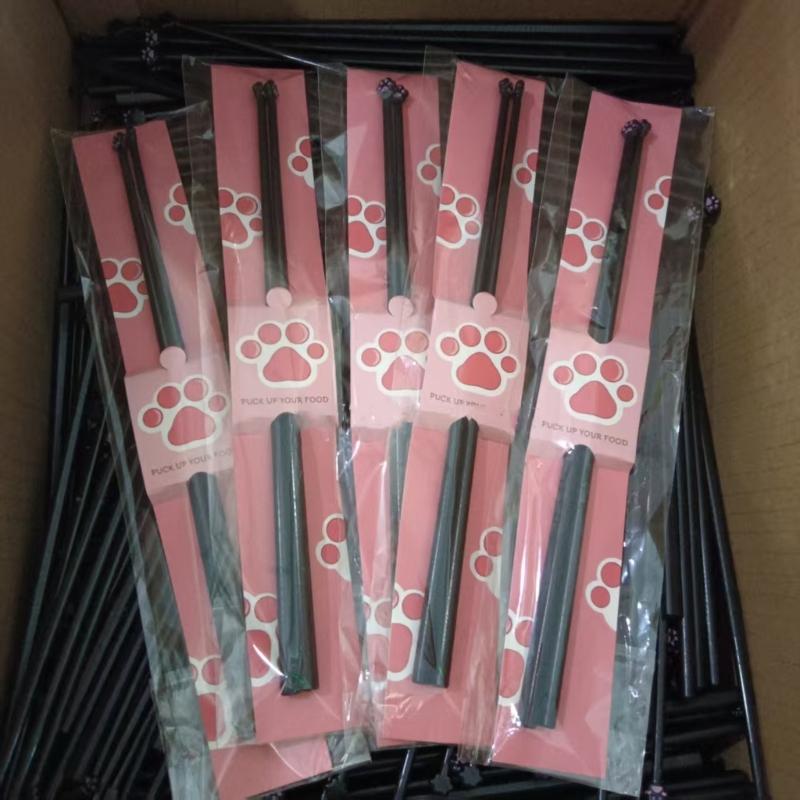 2 Paar Einzigartige Katzen-Themen-Essstäbchen Geschenk für Haustierliebhaber Elegant Nachhaltig Lebensmittelechte Materialien Besteck