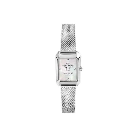 Philip Watch Swiss Made Newport Acciaio Inossidabile Quadrante Bianco Sunray Quarzo R8253213501 Orologio da Donna