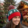Snowflake Knitted Beanie Hat Jacquard Christmas Knitted Hat Vintage Christmas Hat  Women