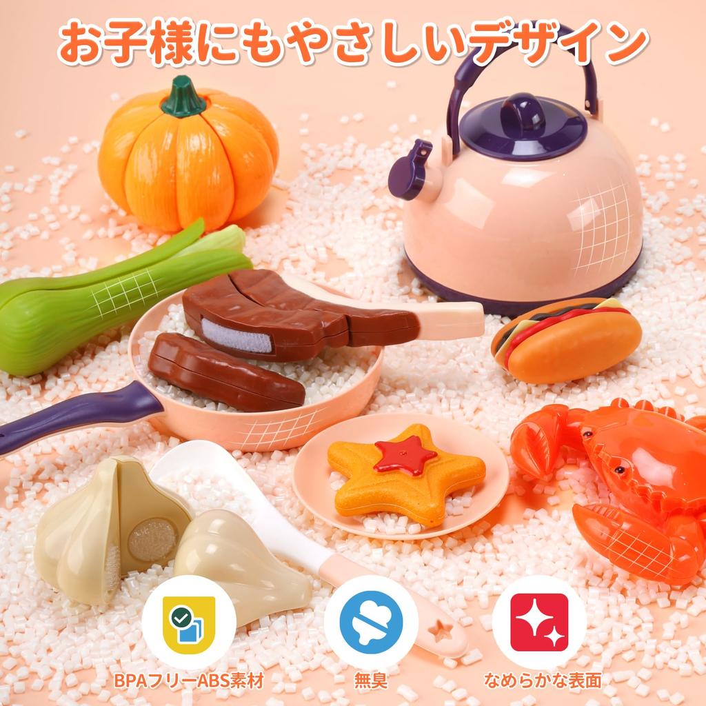Cute Stone 129-Piece Kitchen Toy Set with Storage Basket, Educational Toy, DIY, Cuttable Food Items (Vegetables, Fruits), Cooking Utensils, Pretend