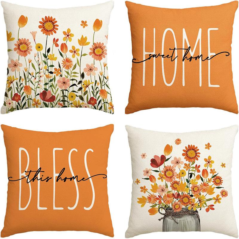 Harvest Autumn New Maple Leaf Pumpkin Pillow Case Home Bedroom Sofa Printed Cushion