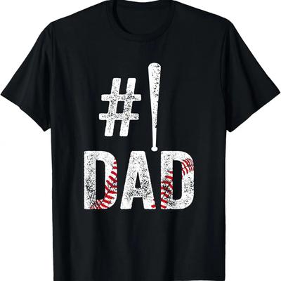 Papá de Béisbol Número Uno Día del Padre #1 Papá Cita de Humor Camiseta