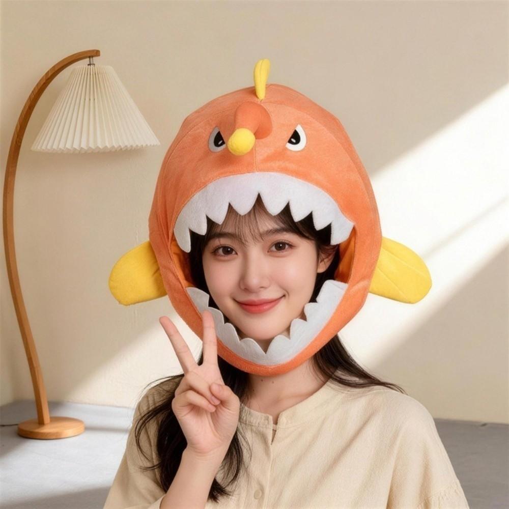 Soft Skin-friendly Plush Anglerfish Hat Cotton Filled Fish Headwear Party Photo Prop Hat Fantasia
