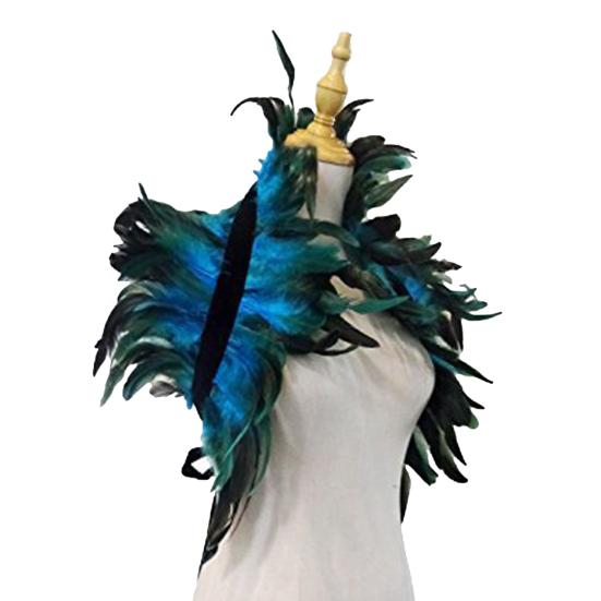 Gothic Style Fake Collar with Layered Feathers Lightweight Durable Fabric Feather Cape Black Shawl Versatile Accessory