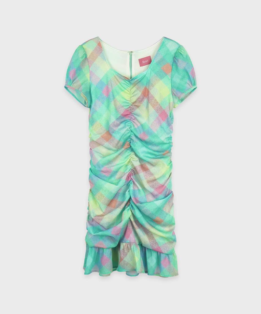 SINOON Check Printed Shirring One-Piece (Mint)
