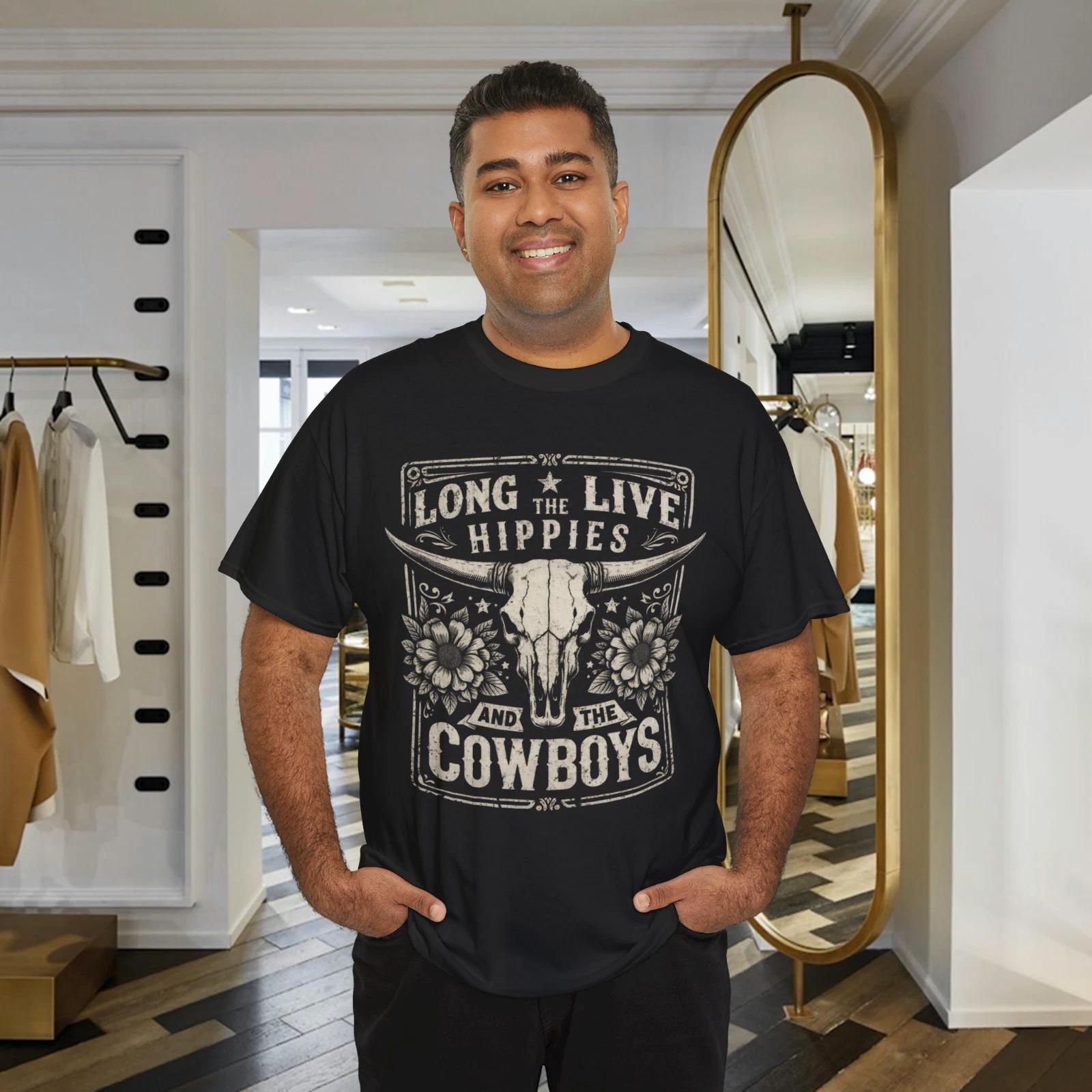 Long Live The Hippies And The Cowboys Country Unisex T-Shirt 3XL