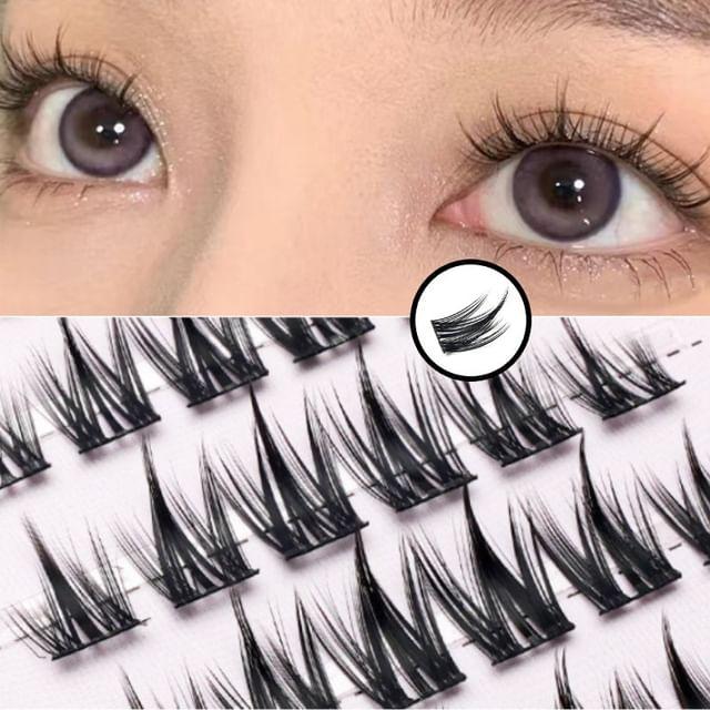 Lactacia - Индивидуальные пучки без клея для накладных ресниц 6 Rows - With Tweezers - Black - One Size
