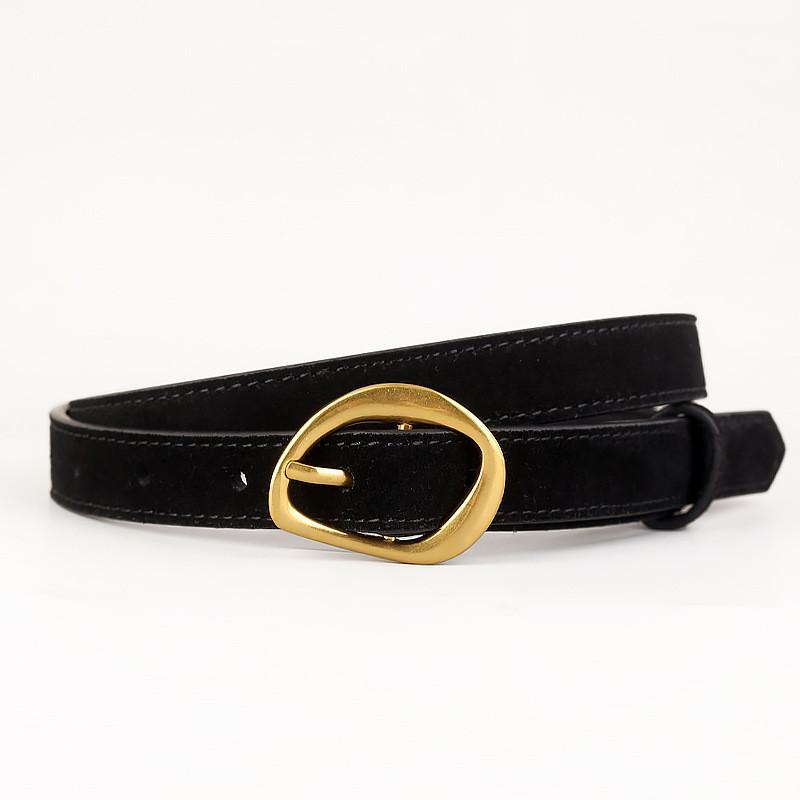Stylish Womens Leather Waist Belt With Twotone Cowhide And Durable Alloy Buckle For Fashion And Work чёрный