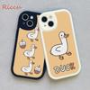 Ölgemälde Cartoon Ente Handyhülle für Iphone 14 13 11 12 Pro MAX 13 12 MiNi 7 8plus 14 13 11PRO X XS 12 11 XR Lammfellhüllen