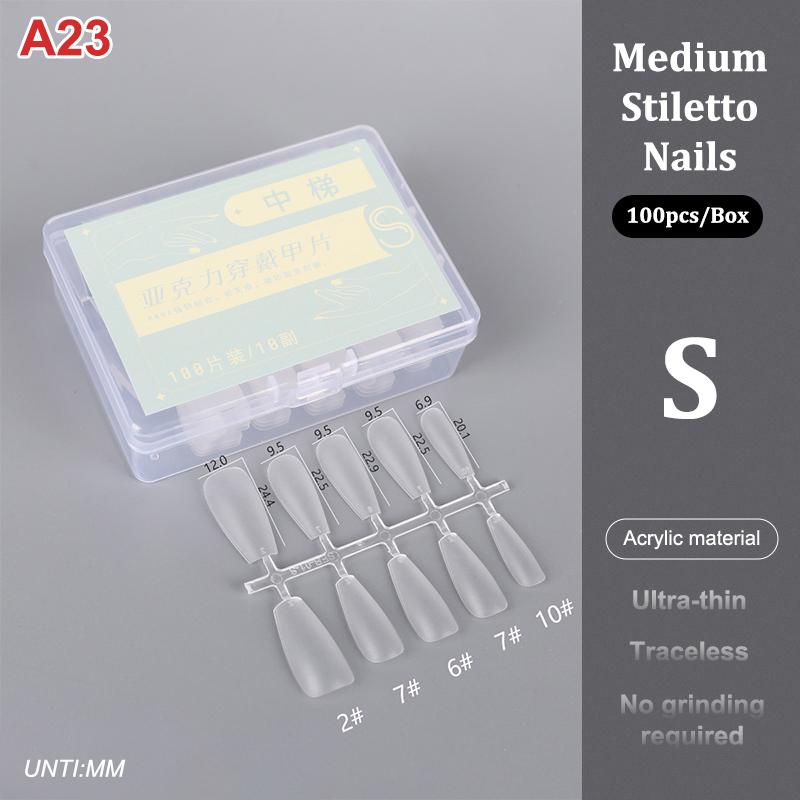 100Pcs/Box Matte Fake Nails No Polishing Press On False Nails Medium Short Design High Matt Soft Gel Nail Tips For Extension