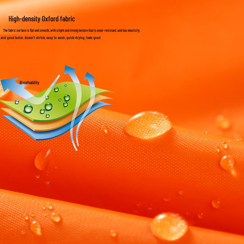 Men's Orange Raincoat & Pants Set with Reflective Strips for Construction and Cleaning