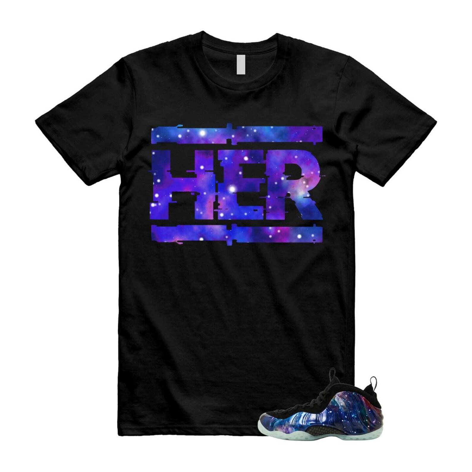 Foamposite Galaxy Obsidian Black Anthracite Air One T Shirt Match HER XL